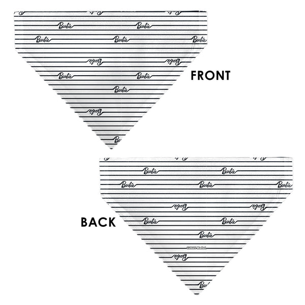 Buckle-Down Pet Bandana - BARBIE Script Stripe White/Black