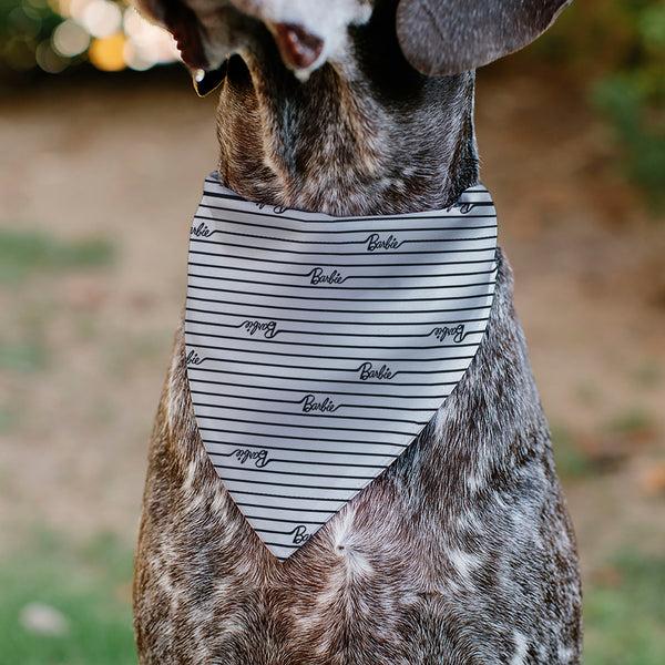 Buckle-Down Pet Bandana - BARBIE Script Stripe White/Black