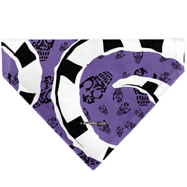 Buckle-Down Pet Bandana - Beetlejuice Sandworm Pose And Skulls Icon Purple/Black