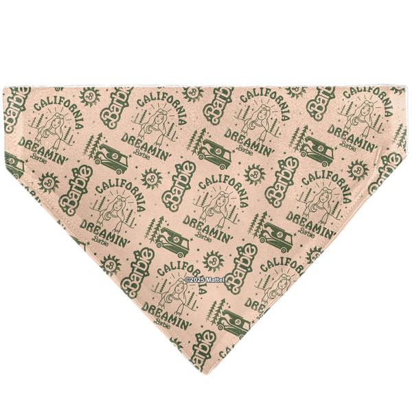 Buckle-Down Pet Bandana - CALIFORNIA DREAMIN BARBIE Icons Collage And Script Peach/Olive