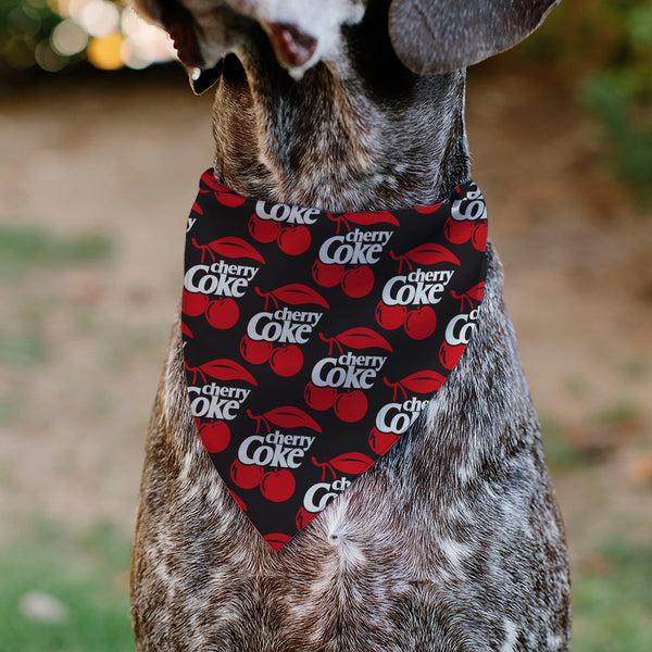 Buckle-Down Pet Bandana - CHERRY COKE And Cherries Logo Collage Black/Red/White