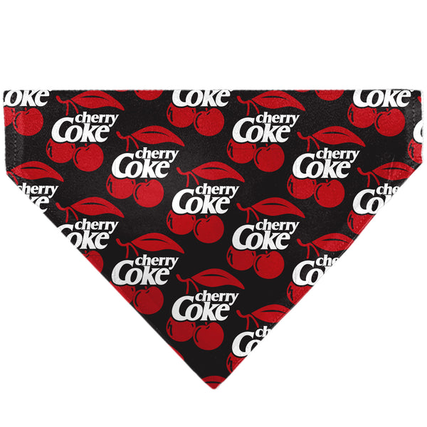 Buckle-Down Pet Bandana - CHERRY COKE and Cherries Logo Collage Black/Red/White