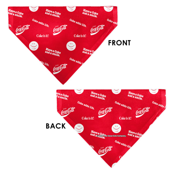 Buckle-Down Pet Bandana - COCA-COLA Coke Quotes Scattered Red/White