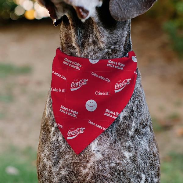 Buckle-Down Pet Bandana - COCA-COLA Coke Quotes Scattered Red/White