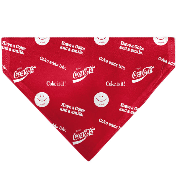 Buckle-Down Pet Bandana - COCA-COLA Coke Quotes Scattered Red/White