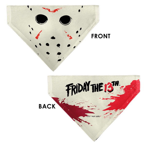 Buckle-Down Pet Bandana - FRIDAY THE 13TH Hockey Mask Close-Up White/Black/Red