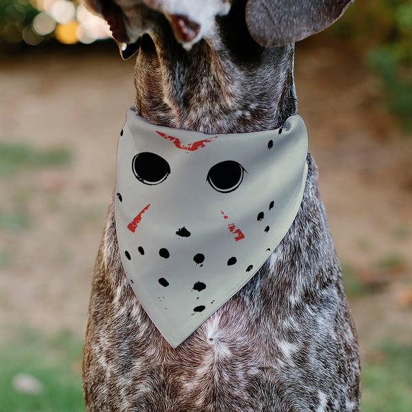 Buckle-Down Pet Bandana - FRIDAY THE 13TH Hockey Mask Close-Up White/Black/Red