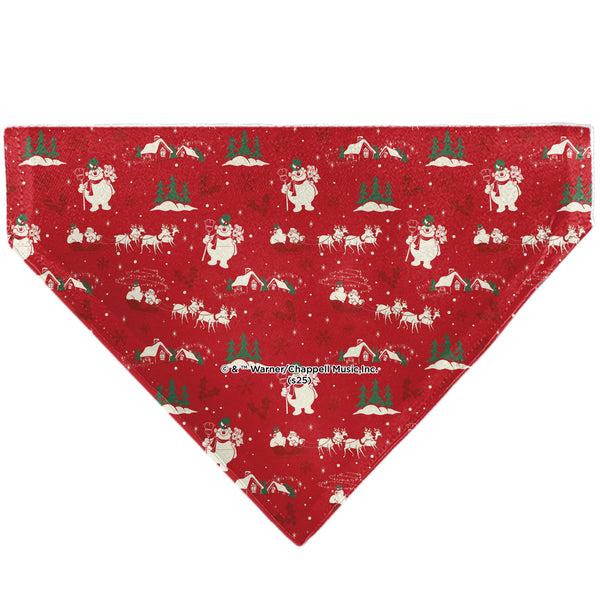 Buckle-Down Pet Bandana - FROSTY THE SNOWMAN And Karen Pose And Title Logo Red/White/Green