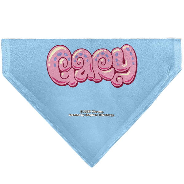 Buckle-Down Pet Bandana - GARY The Snail Smiling Face Close-Up And Text Blue/Pinks