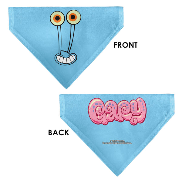 Buckle-Down Pet Bandana - GARY The Snail Smiling Face Close-Up And Text Blue/Pinks