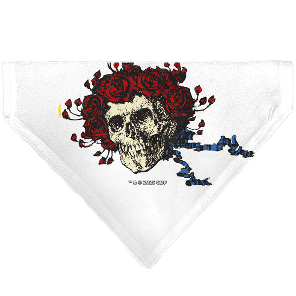 Buckle-Down Pet Bandana - Grateful Dead Skull And Rose Face White