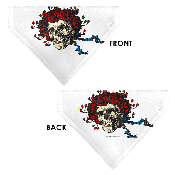 Buckle-Down Pet Bandana - Grateful Dead Skull And Rose Face White