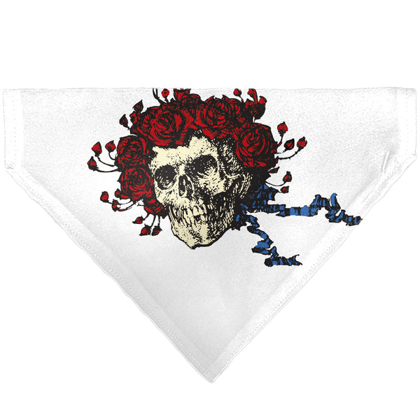 Buckle-Down Pet Bandana - Grateful Dead Skull and Rose Face White