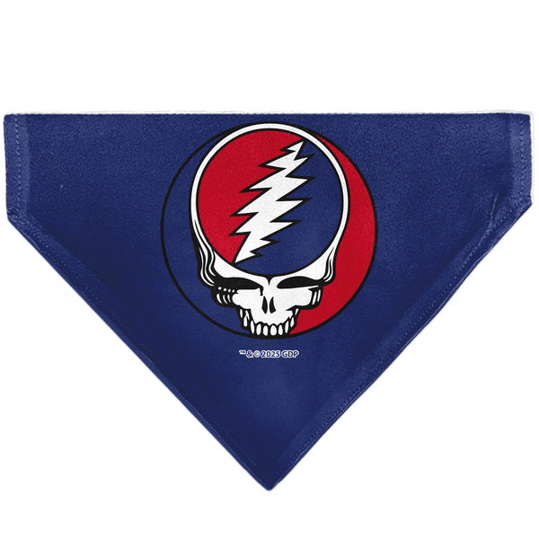 Buckle-Down Pet Bandana - Grateful Dead Steal Your Face Logo Centered Red And Blue