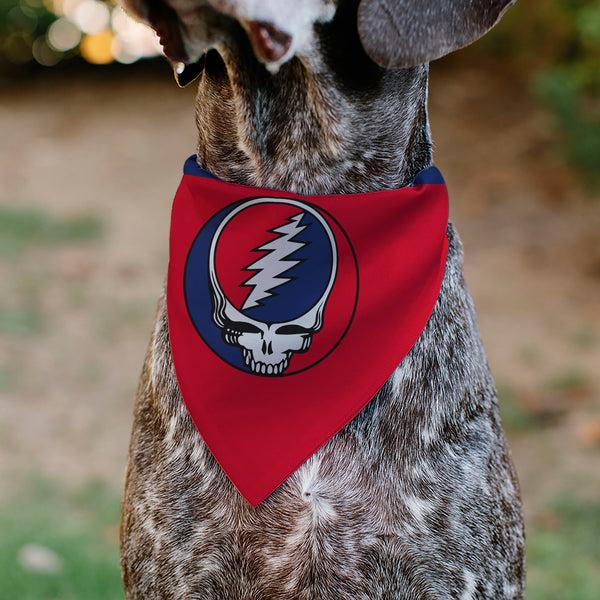 Buckle-Down Pet Bandana - Grateful Dead Steal Your Face Logo Centered Red And Blue