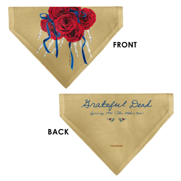 Buckle-Down Pet Bandana - GRATEFUL DEAD THE OTHER ONE Roses And Text Tan/Blue/Red