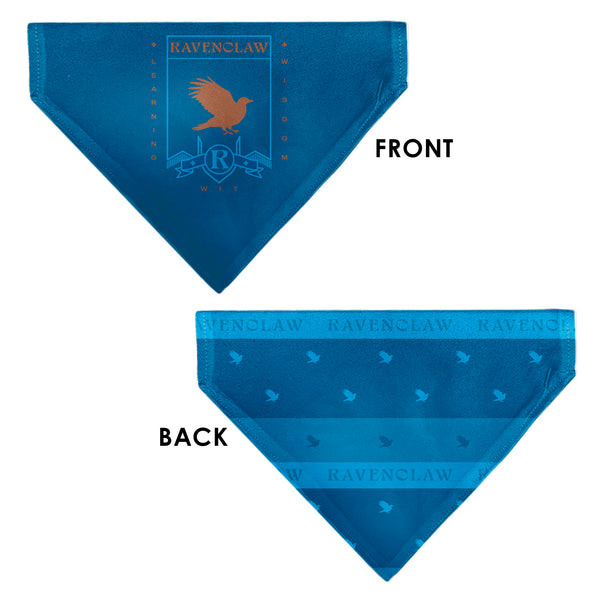 Buckle-Down Pet Bandana - Harry Potter RAVENCLAW Traits Banner And Icons Blues/Yellow