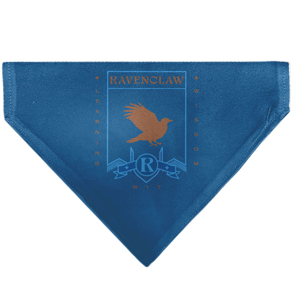 Buckle-Down Pet Bandana - Harry Potter RAVENCLAW Traits Banner and Icons Blues/Yellow