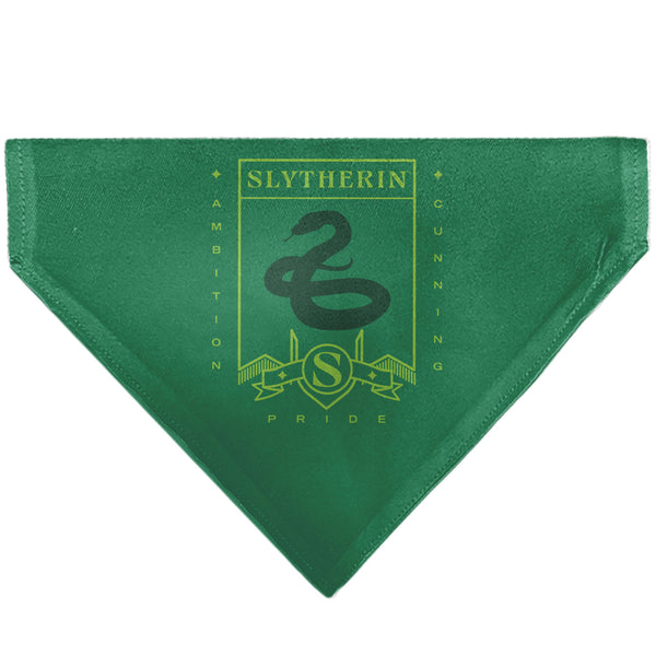Buckle-Down Pet Bandana - Harry Potter SLYTHERIN Traits Banner and Icons Greens/Yellow