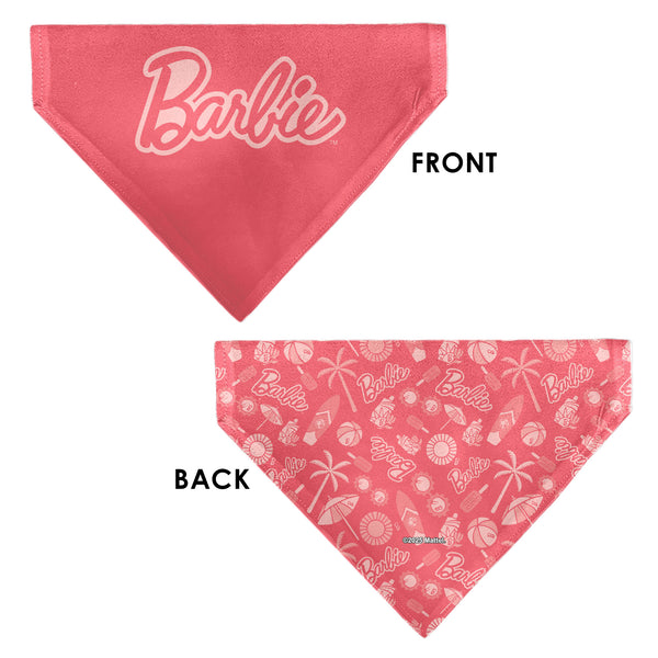 Buckle-Down Pet Bandana - Malibu Beach BARBIE Script And Icons Collage Pinks