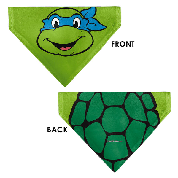 Buckle-Down Pet Bandana - Ninja Turtles Leonardo Face And Turtle Shell Character Close-Up Green