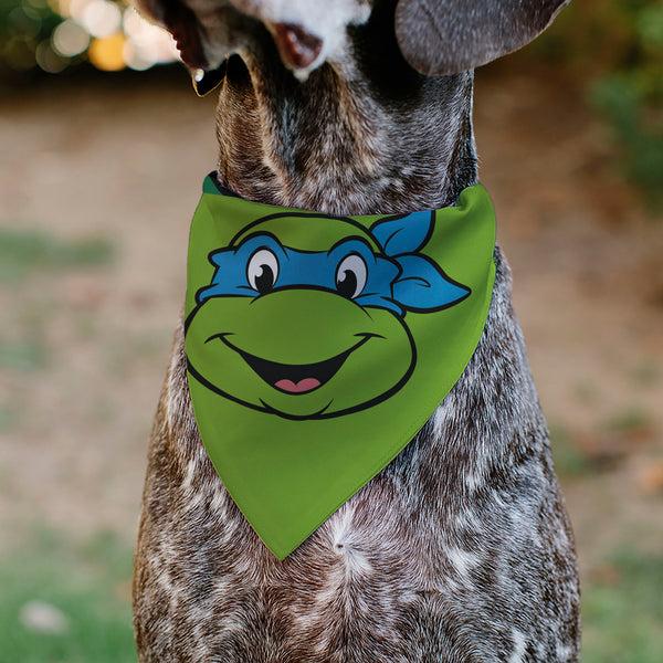 Buckle-Down Pet Bandana - Ninja Turtles Leonardo Face And Turtle Shell Character Close-Up Green