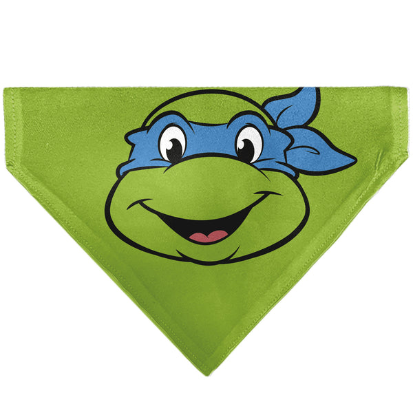 Buckle-Down Pet Bandana - Ninja Turtles Leonardo Face and Turtle Shell Character Close-Up Green