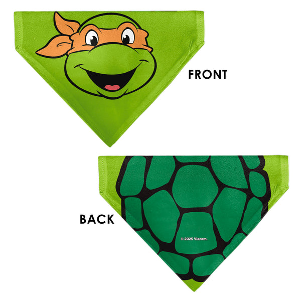 Buckle-Down Pet Bandana - Ninja Turtles Michaelangelo Face And Turtle Shell Character Close-Up Green