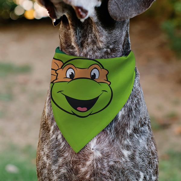Buckle-Down Pet Bandana - Ninja Turtles Michaelangelo Face And Turtle Shell Character Close-Up Green