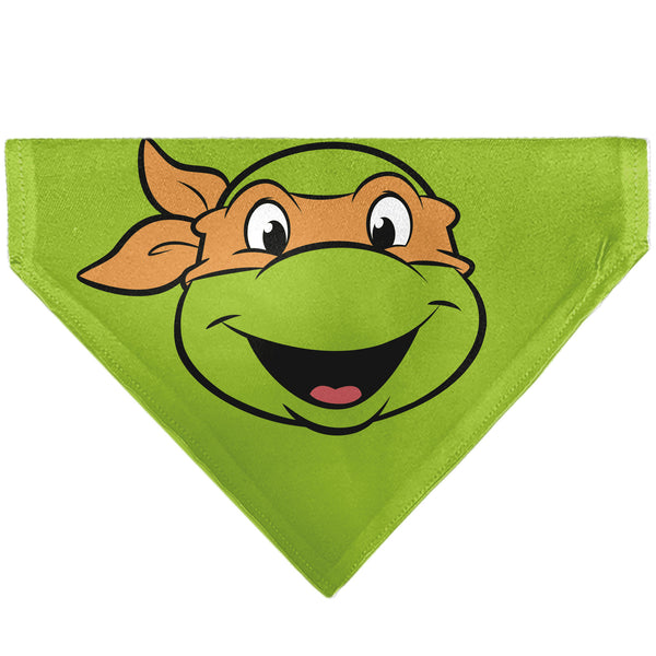 Buckle-Down Pet Bandana - Ninja Turtles Michaelangelo Face and Turtle Shell Character Close-Up Green
