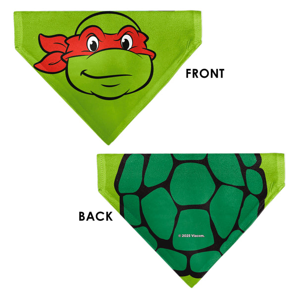 Buckle-Down Pet Bandana - Ninja Turtles Raphael Face And Turtle Shell Character Close-Up Green