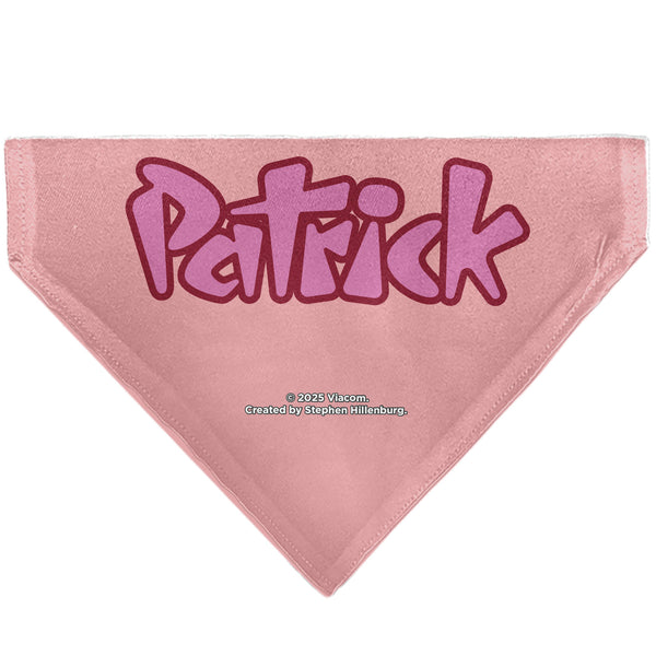 Buckle-Down Pet Bandana - PATRICK Star Smiling Face Close-Up And Text Pinks/Reds