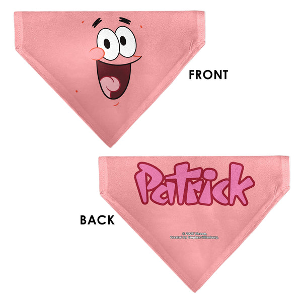 Buckle-Down Pet Bandana - PATRICK Star Smiling Face Close-Up And Text Pinks/Reds