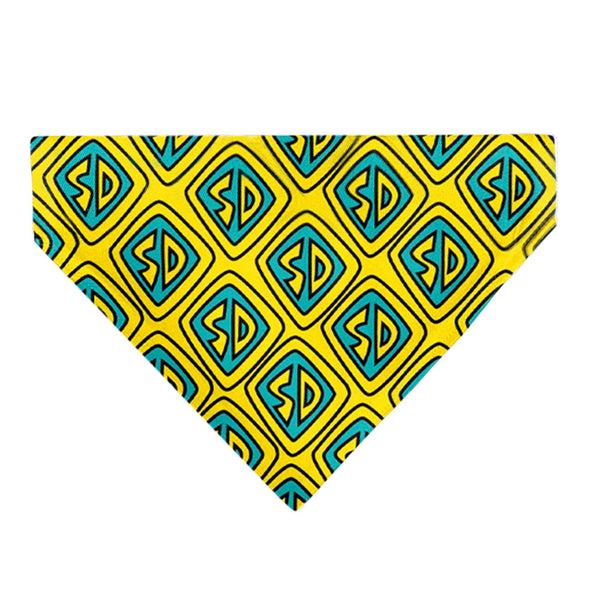 Buckle-Down Pet Bandana - Scooby Doo Logo Centered And Collage Blue/Yellow