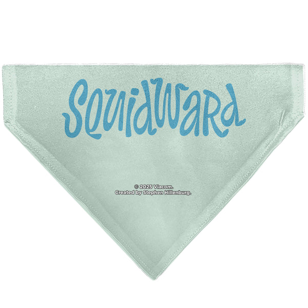 Buckle-Down Pet Bandana - SQUIDWARD Frowning Face Close-Up And Text Blues