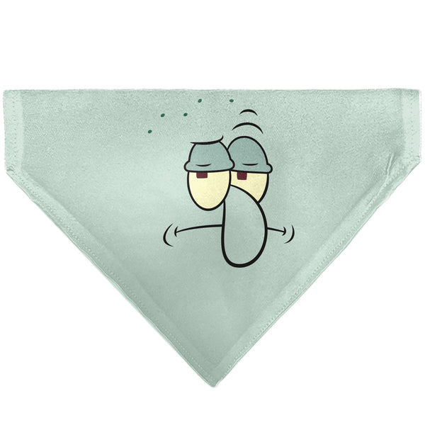 Buckle-Down Pet Bandana - SQUIDWARD Frowning Face Close-Up and Text Blues