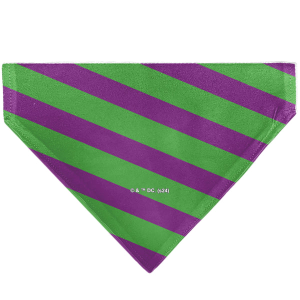 Buckle-Down Pet Bandana - THE JOKER Title Logo And Stripe Green/Purple