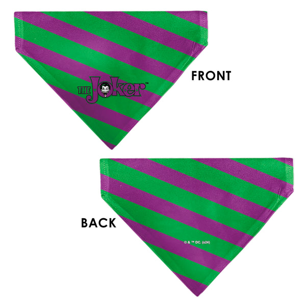 Buckle-Down Pet Bandana - THE JOKER Title Logo And Stripe Green/Purple