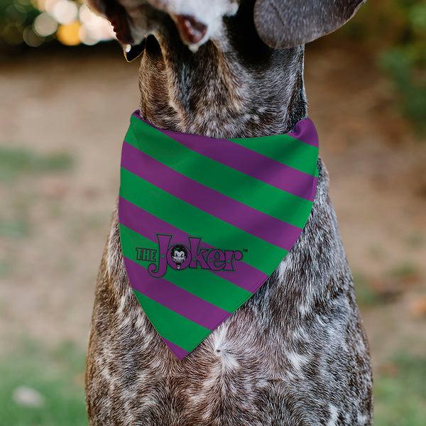 Buckle-Down Pet Bandana - THE JOKER Title Logo And Stripe Green/Purple