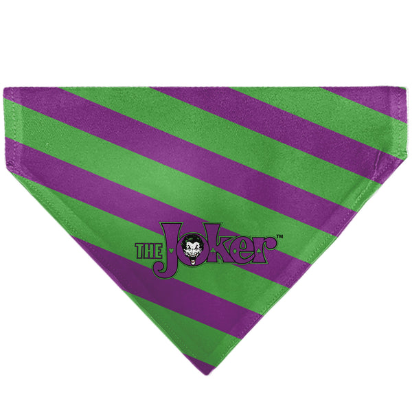 Buckle-Down Pet Bandana - THE JOKER Title Logo and Stripe Green/Purple