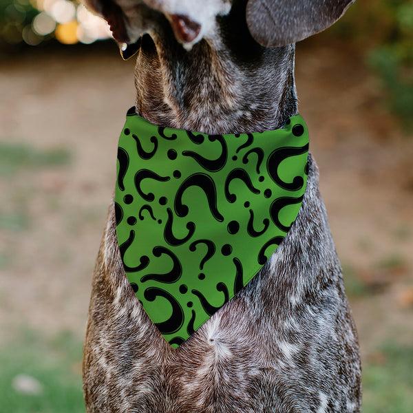 Buckle-Down Pet Bandana - The Riddler Question Mark Logo Scattered Green/Black