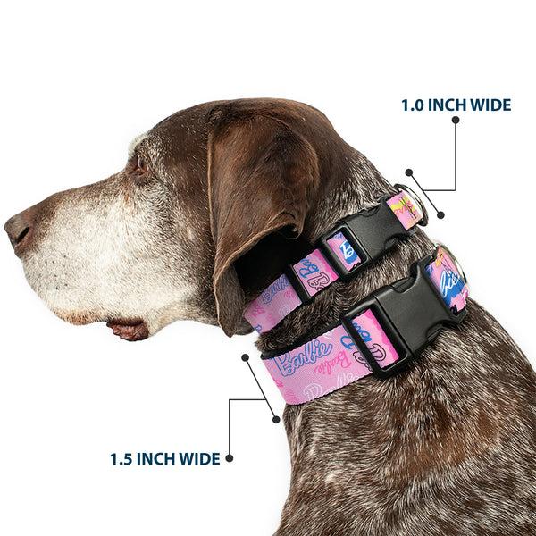 Buckle-Down Plastic Clip Collar - BARBIE Script Signature Collage Pink/Multi Color