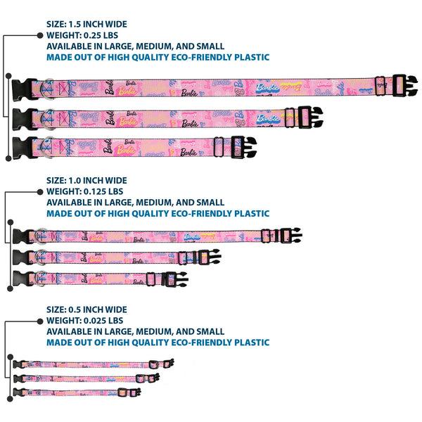 Buckle-Down Plastic Clip Collar - BARBIE Script Signature Collage Pink/Multi Color