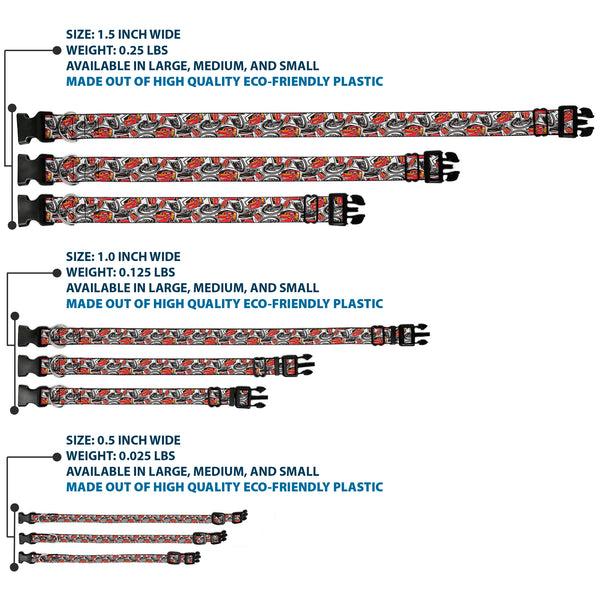 Buckle-Down Plastic Clip Collar - Cars 3 Lightning McQueen/Storm Jackson Poses Scattered White