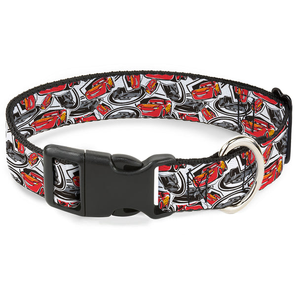 Buckle-Down Plastic Clip Collar - Cars 3 Lightning McQueen/Storm Jackson Poses Scattered White Buckle-Down Plastic Clip Collar - Cars 3 Lightning McQueen/Storm Jackson Poses Scattered White