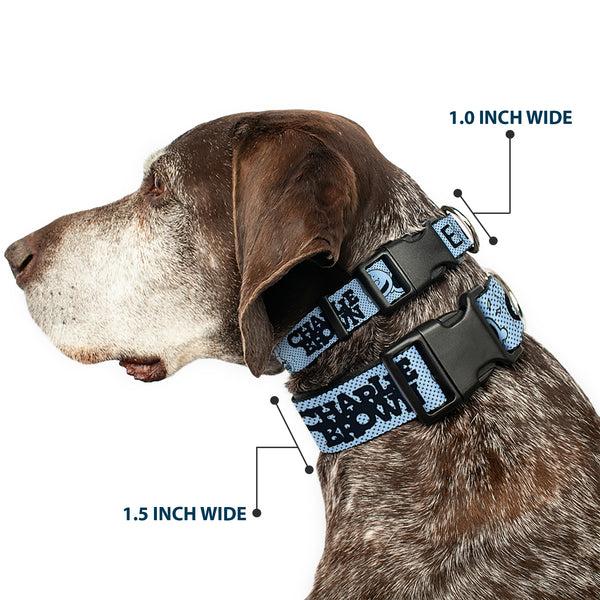 Buckle-Down Plastic Clip Collar - CHARLIE BROWN Poses And Quotes Light Blue/Black