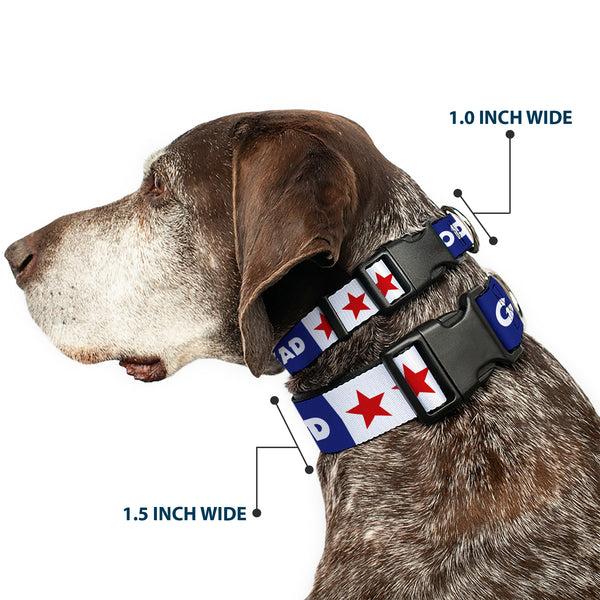 Buckle-Down Plastic Clip Collar - GOOD OL' GRATEFUL DEAD Text And Stars Blue/White/Red