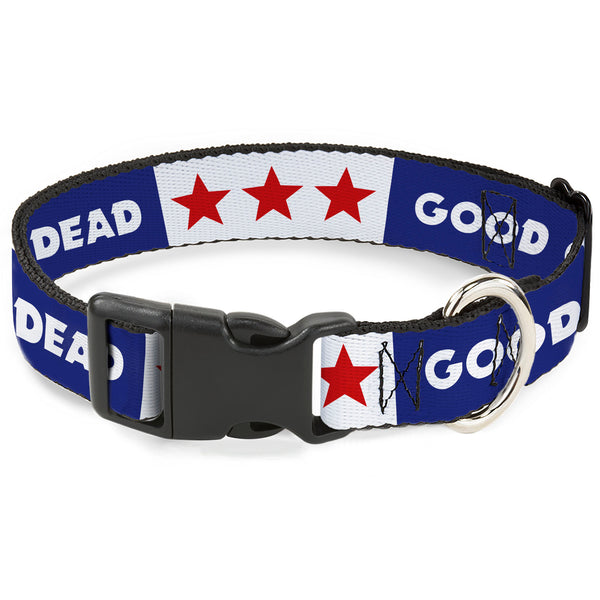Buckle-Down Plastic Clip Collar - GOOD OL' GRATEFUL DEAD Text and Stars Blue/White/Red