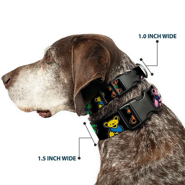 Buckle-Down Plastic Clip Collar - Grateful Dead Dancing Bears Close-Up Black/Multi Color