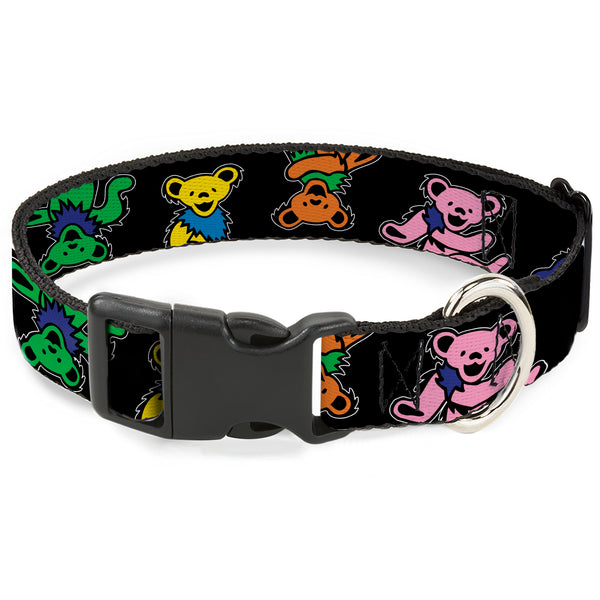 Buckle-Down Plastic Clip Collar - Grateful Dead Dancing Bears Close-Up Black/Multi Color